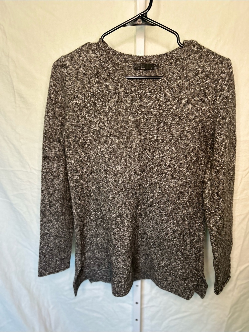 prAna Cozy Cabin Marled Crewneck Sweater Soft Knit Gray Gorpcore